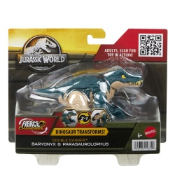 JURASSIC WORLD FIERCE CHANGERS DOUBLE DANGER DINOZAUR TRANSFORMABIL BARYONYX SI PARASAUROLOPHUS - Img 1