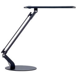 LAMPA UNILUX LED RUMBA, DIFUZIE LARGA A LUMINII LUCRU, REGLABILA IN DOUA PUNCTE, TEHNOLOGIE LED DE ULTIMA GENERATIE, INTRERUPATOR ON/OFF PE CABLU, STABILA SI REZISTENTA, BAZA SI BRAT DIN METAL CU VOPSEA EPOXIDICA, CULOARE NEGRU