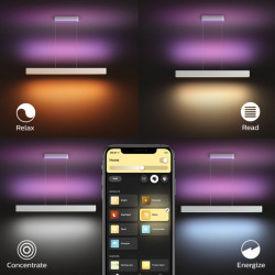 Lustra LED RGBW integrat Philips Ensis HUE, Bluetooth/Wireless, 2 x 39W, 6000 lm, lumina alba/color, Aluminiu, Alb - Img 4