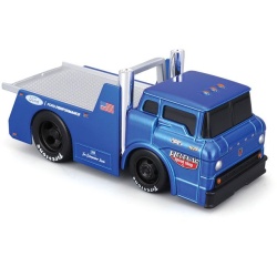 MAISTO MUSCLE TRANSPORTS SET CAMION CU PLATFORMA FORD C600 FLATBED 1966 SI MASINUTA FORD MUSTANG GT 1969 SCARA 1 LA 64 - Img 7