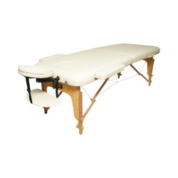 Masa de masaj pliabila, 2 zone, cadru lemn, spuma 5cm, inaltime 55-76cm, piele ecologica, dimensiuni 60x213cm, culoare Crem - Img 3