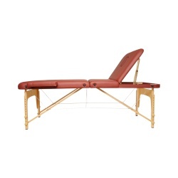 Masa de masaj pliabila, 3 zone, cadru lemn, spuma 5cm, inaltime 55-76cm, piele ecologica, dimensiuni 60x213cm, culoare Burgundy - Img 4