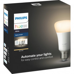 Pachet 3 becuri inteligente LED Philips Hue Starter, Bluetooth/Wireless, E27, 9W (60W), 806 lm, lumina alba + Bridge si Variator - Img 2