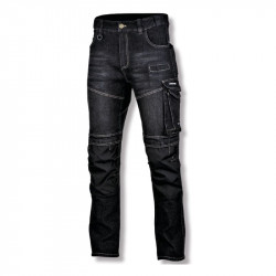 Pantalon lucru tip-blugi slim-fit elastic inchisi - m
