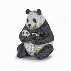 Papo figurina urs panda sezand cu pui in brate - Img 1