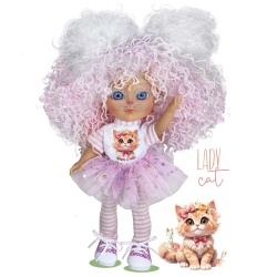 Papusa Nines D'Onil, Dainty Lady Cat, din vinil, cu tematica pisicuta adorabila, 28 cm