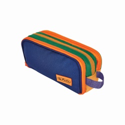 PENAR TIP ETUI 3 COMPARTIMENTE NEON ALBASTRU/PORTOCALIU/VERDE