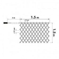 Plasă luminoasă LED - 100 LEDuri alb-cald - 1.5 x 1.5 m - 230V - cu telecomandă - Img 4
