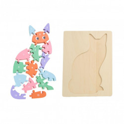 PUZZLE PISICA DIN LEMN, 16 PIESE - Img 3