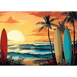 PUZZLE TREFL 1000 COLECTIA SUA APUS DE SOARE PENTRU SURF POSTER INCLUS - Img 2