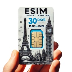 Roaming eSIM 10GB date - eSIM de Mare Viteza pana la 5G, valabil 30 zile din momentul activarii, 41 tari, Europa