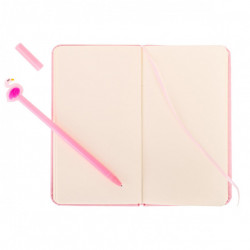 Set Cadou pentru Copii, Caiet cu Flamingo finisat cu piele ecologica + Pix cu Flamingo - Img 4