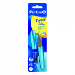 Stilou twist frosted blue, cu grip ergonomic, 2 rezerve albastre, blister