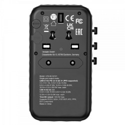 Verbatim UTA-06 GaN III Universal Travel Adapter with 2 x USB-C