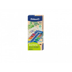 ACUARELE K12 DIN MATERIAL RECICLAT, DETASABILE, 12 CULORI + ALB DE ZINC