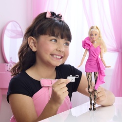 BARBIE DELUXE STYLE PAPUSA BARBIE BLONDA CU ROCHIE ROZ - Img 4