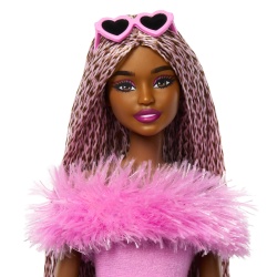 BARBIE DELUXE STYLE PAPUSA BARBIE CU SALOPETA ROZ SI PAR IMPLETIT - Img 5