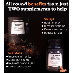 Better Alt Shilajit Sea Moss, Formula De Shilajit Cu Alge Marine, Ashwagandha Si Tongkat Ali, 120 Cps - Img 5