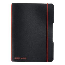 Caiet Herlitz, my.book flex, A5, 40 file, 70 g/mp dictando, coperta neagra, elastic rosu