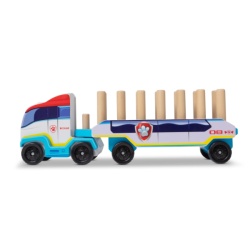 Camion cu remorca, 28 cuburi din lemn cu litere si 3 figurine Paw Patrol, Patrula Catelusilor - Img 5