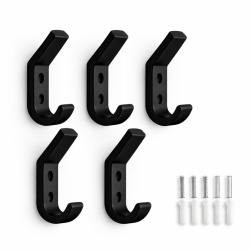 Cârlig Perete Negru Set 5 Buc HookBlack Material Solid Rezistent Design Minimalist Hol Baie Bucătărie Fabricat România