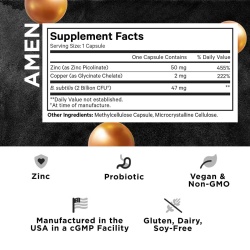 Codeage Amen Zinc/copper + Probiotics 2 Billion Cfu, Formula Pentru Echilibru Mineral Si Digestie Sanatoasa, 90 Cps - Img 4