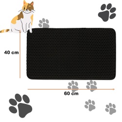 Covoras impermeabil pentru litiera pisici, dimensiune 40 x 60 cm, dublu strat, culoare Neagra - Img 3