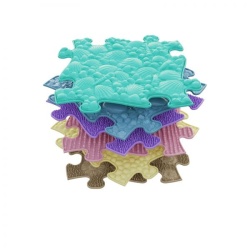 Covoras ortopedic senzorial puzzle Set B pastel pentru bebelusi