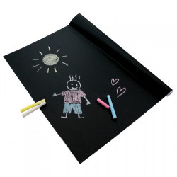 Folie autoadeziva tabla neagra 2 m lungime si set creta colorata - Img 1