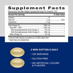 Gnc Triple Strength Fish Oil Mini, Ulei De Peste Mini Capsule, 240 Cps - Img 2