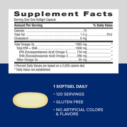 Gnc Triple Strength Fish Oil, Ulei De Peste 1000 Mg Omega 3 Epa Si Dha, 120 Cps - Img 8