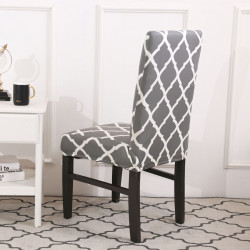 Husa universala pentru scaune clasice, model ROMB, culoare GRI + ALB - Img 1