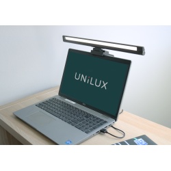 LAMPA UNILUX LED VISIOLIGHT, ROTATIE 90Â°, IDEALA CONFERINTE VIDEO/ZOOM, VLOGGING, INTENSITATE REGLABILA 1%-100%, LUMINA RECE/CALD, ALIMENTARE USB 5V/1A, CABLU 1M, PORTABILA, ALUMINIU/ABS, CULOARE NEGRU