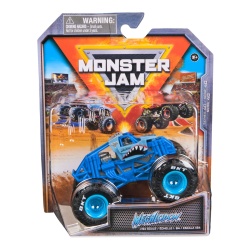 MONSTER JAM MASINUTA METALICA MEGALODON ALBASTRU SCARA 1 LA 64 - Img 1