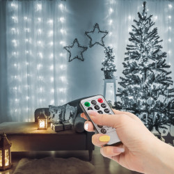 Perdea luminoasă - 100 micro-LEDuri - alb rece - 3 x 1 m - 230V - cu telecomandă - Img 1