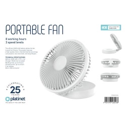 PLATINET Rechargeable Desk Fan, 2×1200 mAh Battery, 3 Levels