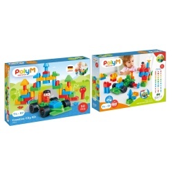 PolyM - Kit de construit Orasul Creativ de jucarie (50 piese)