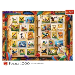 PUZZLE TREFL 1000 COLECTIA DE TIMBRE ATLASUL PASARILOR - Img 3