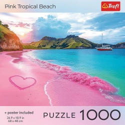 PUZZLE TREFL 1000 COLECTIA SUA PLAJA TROPICALA ROZ POSTER INCLUS - Img 3