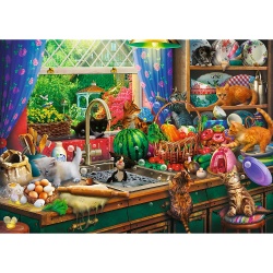 PUZZLE TREFL 1000 PREMIUM PLUS TEA TIME PISICI NAZDRAVANE - Img 2