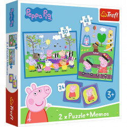 Puzzle trefl 2in1 memo peppa pig momentele fericite - Img 1