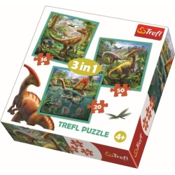 PUZZLE TREFL 3IN1 LUMEA EXTRAORDINARA A DINOZAURILOR - Img 1