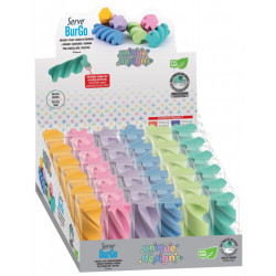 Radiera burgo, culori pastel, 1 bucata/blister, prezentare pe display 36 bucati