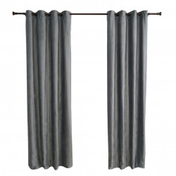 Set 2 draperii catifea 140x270 cm - Gri - Img 1