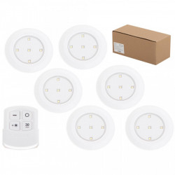 Set 6 Lampi LED Wireless, autoadezive, cu telecomanda, pentru iluminat scari sau mobilier - Img 3