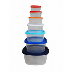 Set 7 caserole patrate cu capace,plastic - Img 1