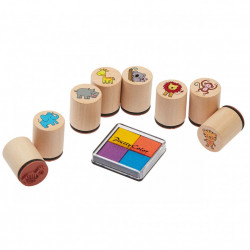 Set de 8 Stampile cu Animale, Tusiera Inclusa