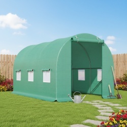 Solar de gradina, dimensiune 300x200x200cm, folie verde PE cu plasa 140g/mp UV, 1 usa, 6 ferestre, teava otel galvanizat de 19mm - Img 2