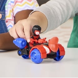 SPIDEY SI PRIETENII LUI UIMITORI MARVEL SET FIGURINA MILES SPIN MORALES SI VEHICUL TECHNO RACER 7.6CM - Img 7