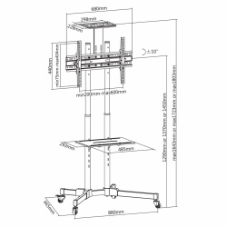 Stand podea mobil Akai regl. 37-70" 50kg